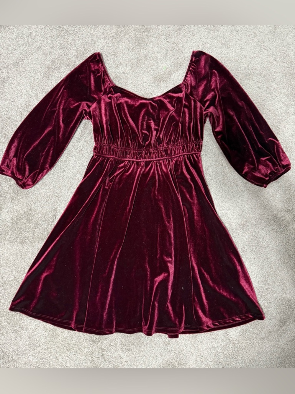 Celebrity Pink Velvet Dress in Deep Wine